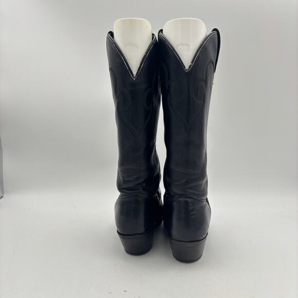 J. Chisholm Smooth Black Leather Western Boots Women's 7M Y2K Boho Vintage - Picture 4 of 16
